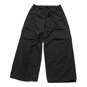 WEEKDAY Loose Pleated Parachute Pants in Black